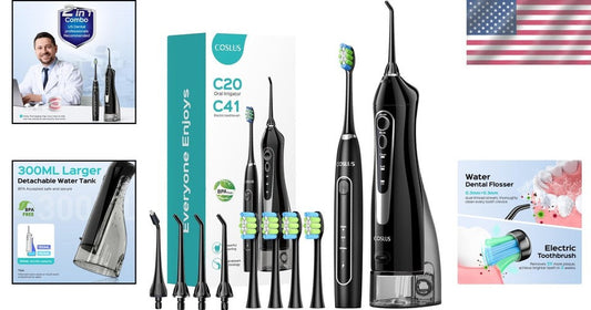 2-in-1 Electric Toothbrush & Water Flosser Combo - Ideal for Family Travel Care
